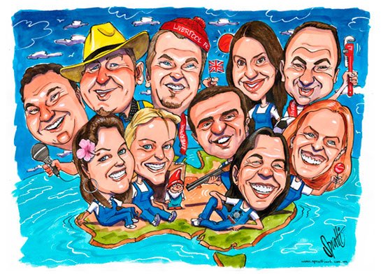 group gift caricatures by caricature artist