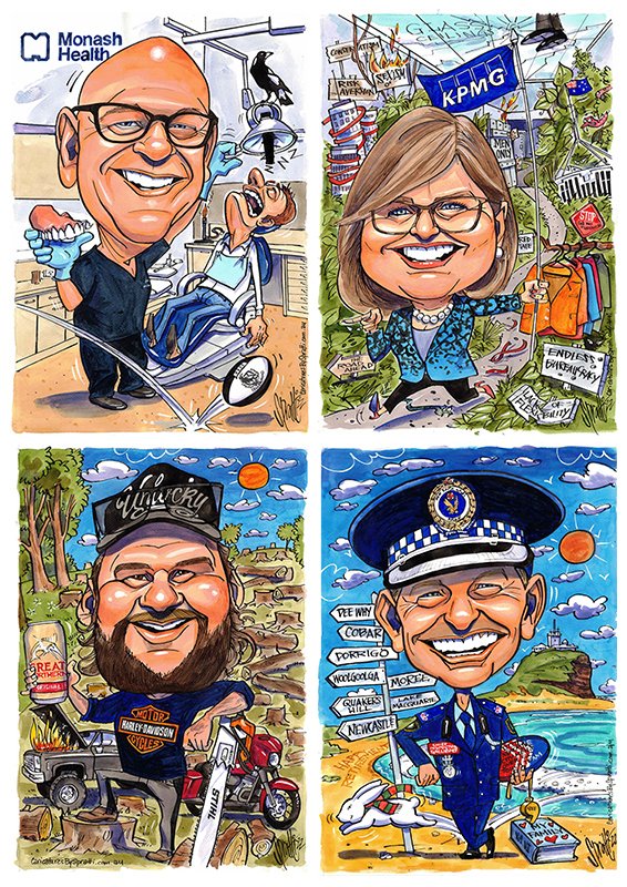 retirement gift caricatures by caricature artist Spratti